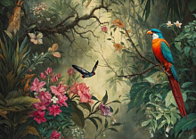 Оранжевые 3D обои Design Studio 3D Chinoiserie birds AG-CB-009